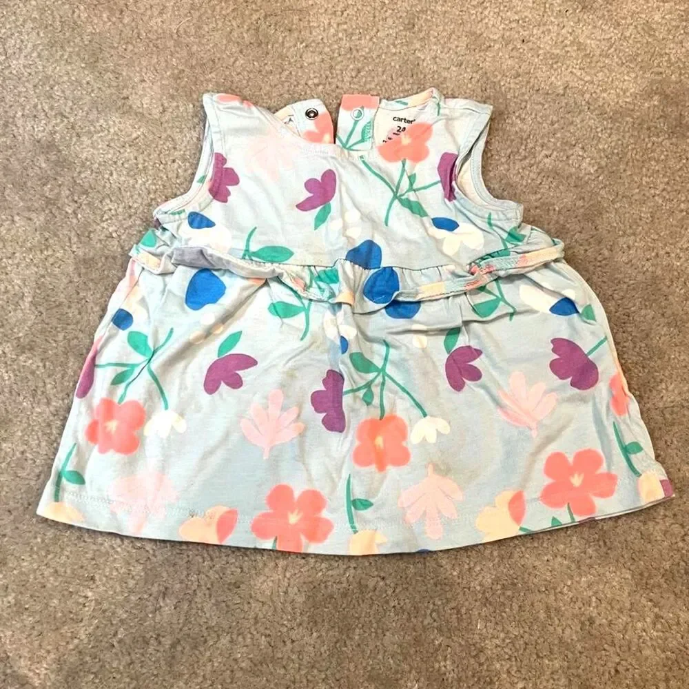Carter’s 3-Piece Baby Girl Outfit Set – Floral Bodysuit, Top & Bloomers 18-24m